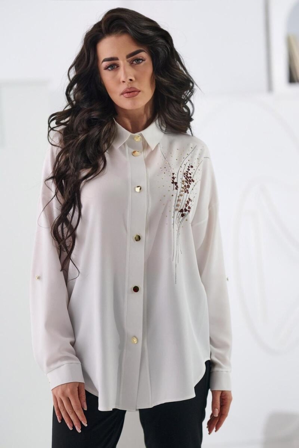 Koszula UNI haft perełki - śmietana